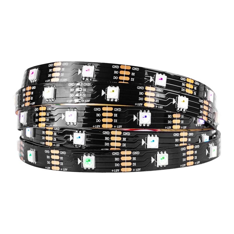 BTF-LIGHTING WS2815 (Upgraded WS2812B) 16.4ft 150 Pixels Magic Dream Color Individually Addressable RGB LED Flexible Strip Light 5050 SMD Dual Signal IP30 Non-Waterproof DC12V Black PCB - Image 1